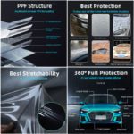 Wholesale 1.52m*15m Car Body Sticker Matte TPU PPF Roll Matte Black Car Interior Vinyl Wrap Paint Protection Film - Image 4